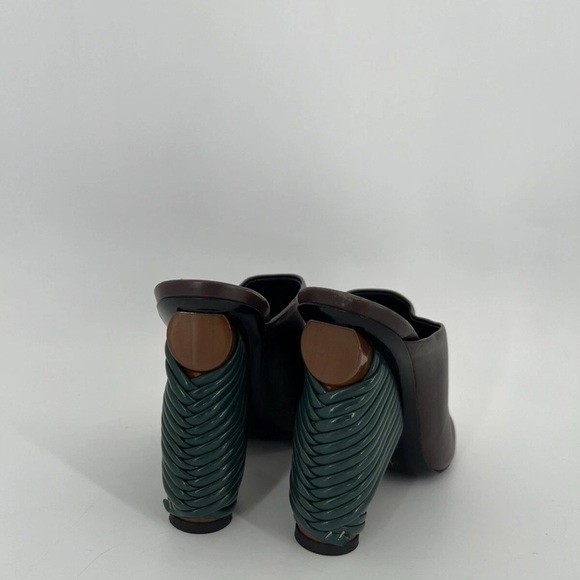 Balenciaga Leather Coiled Wrap Heel Mules Marron Cachou Brown Green Modern - Picture 6 of 10